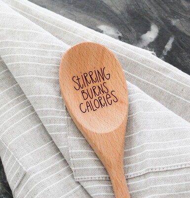 Stirring Burns Calories Beechwood Serving Spoon 