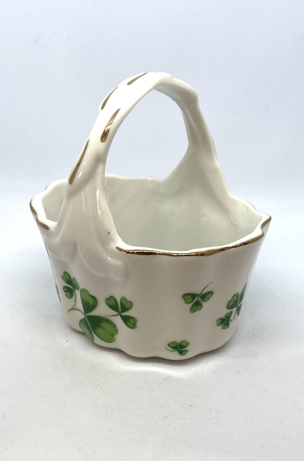 Vintage 3” Porcelain Clover Patterned Basket