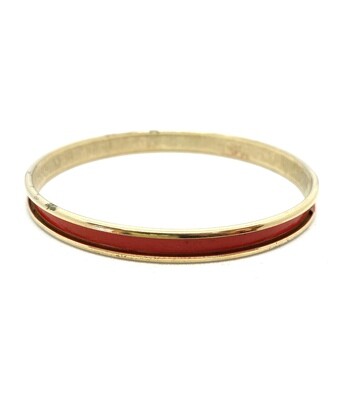 Vintage Red Stripe Brass Bangle
