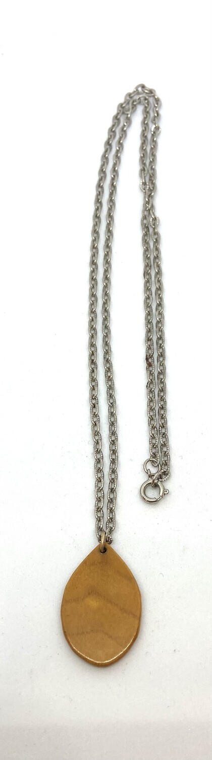 Wood Pendant Necklace 24”
