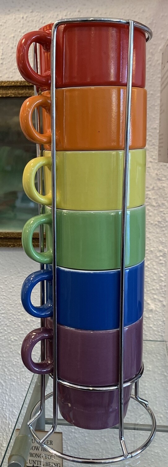 Rainbow Stacking Coffee Cup Set Medium 8 ounce