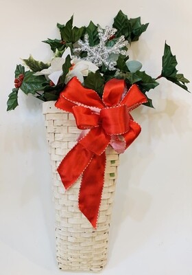 Christmas Decor 18” Artificial Flower Wall Basket