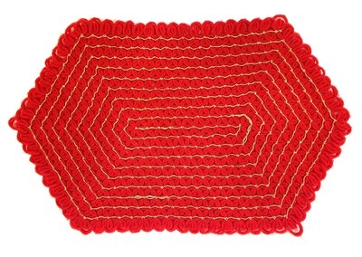 Red and Gold Flower Woven Placemats 18” x 12” 