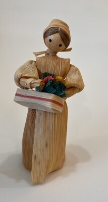 Corn Husk Doll  with basket 5.6”