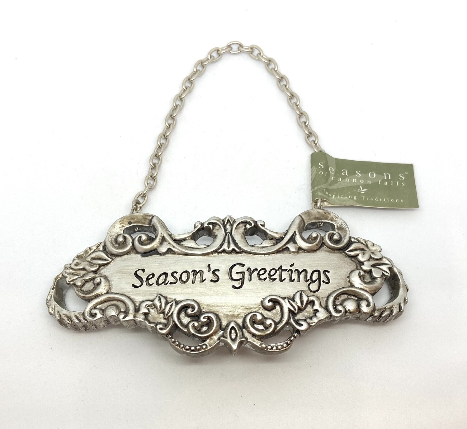 Metal Season’s Greetings Hanging Sign 5”