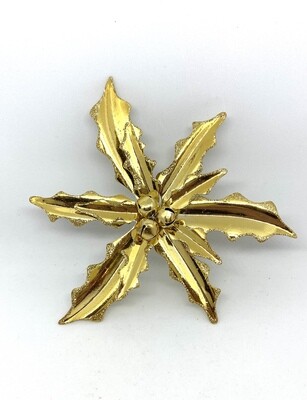 Gold Poinsettia Clip-On Ornament