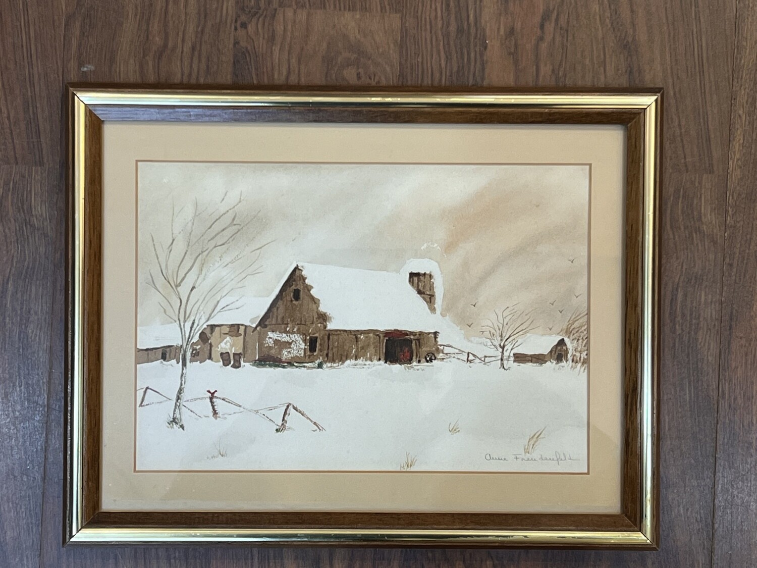 Anne Fredeufeld Winter Landscape approx 13”x 10”