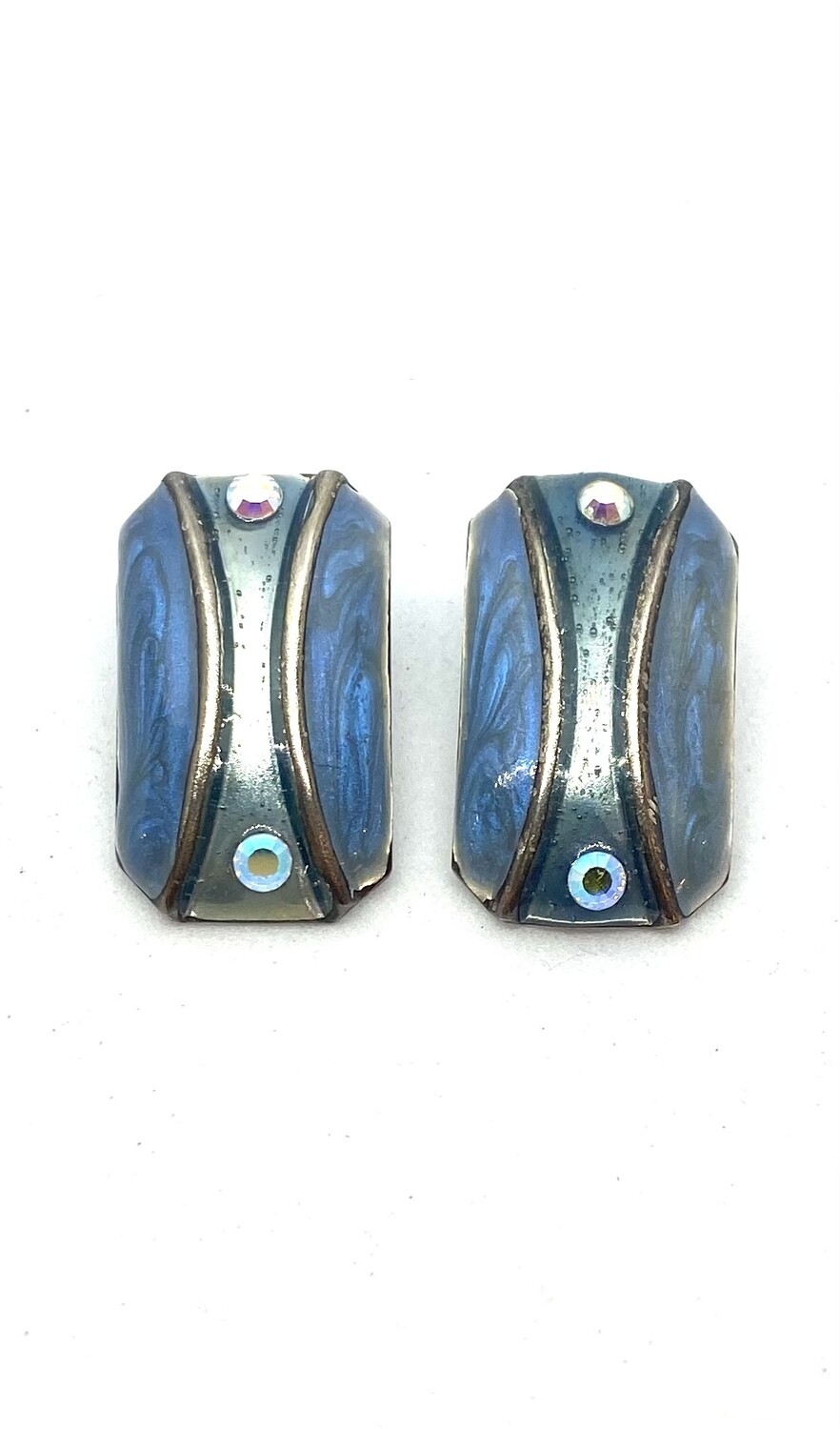 Blue Enamel Metallic Earrings