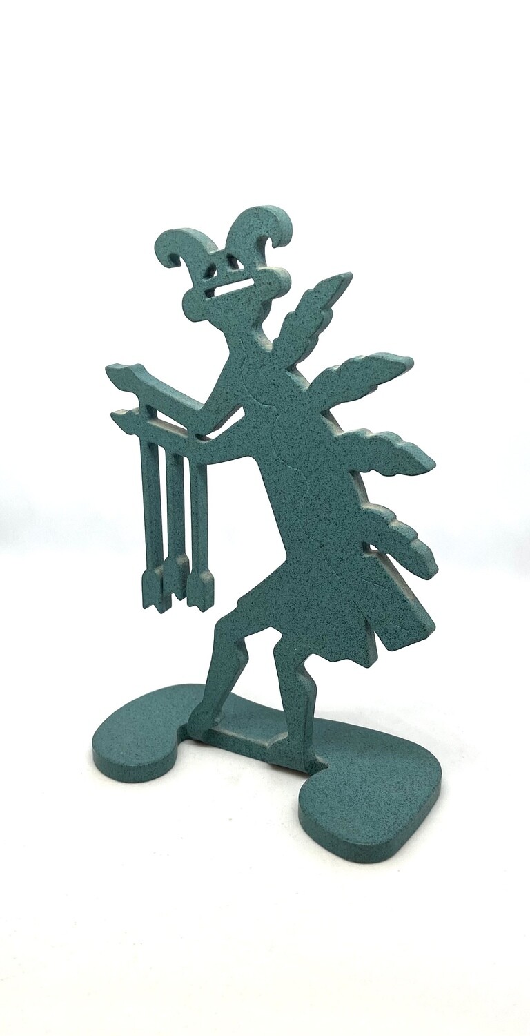 Turquoise Metal Kokopelli Silhouette Statue 5”