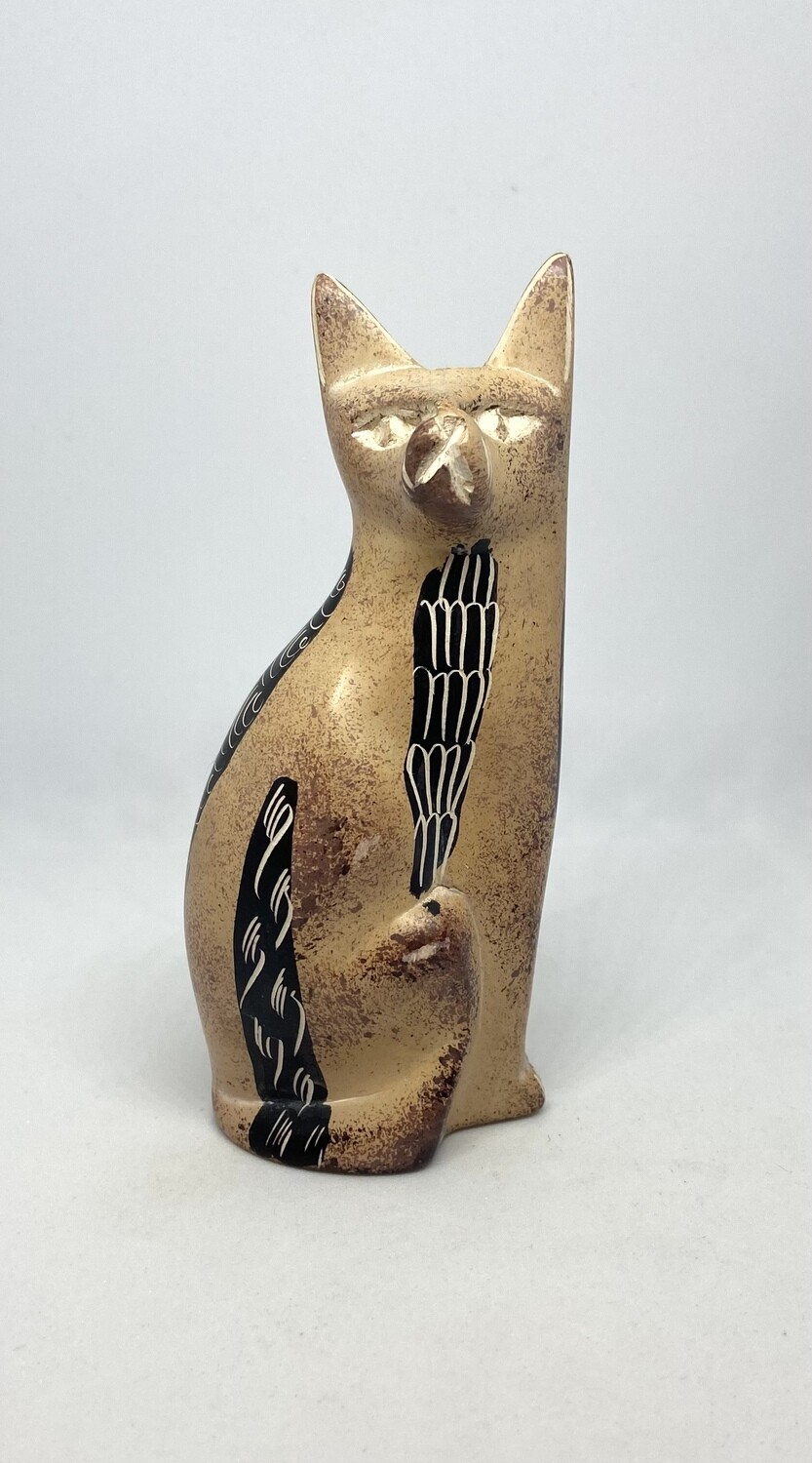 Kenyan Stone Cat Figurine 4.5”