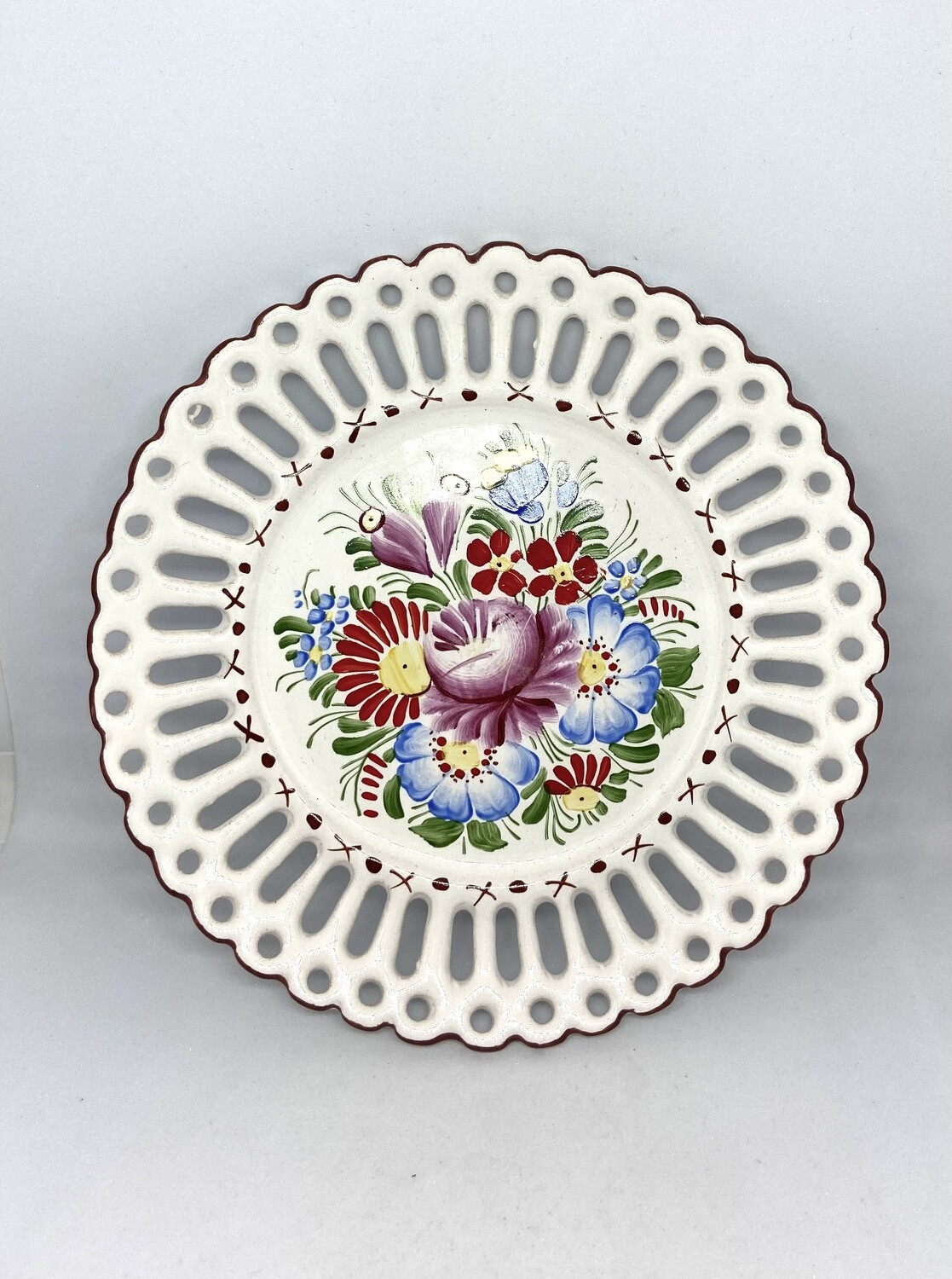 Hand Painted Floral Saucer 6”