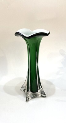 Swirled Green and White Vase