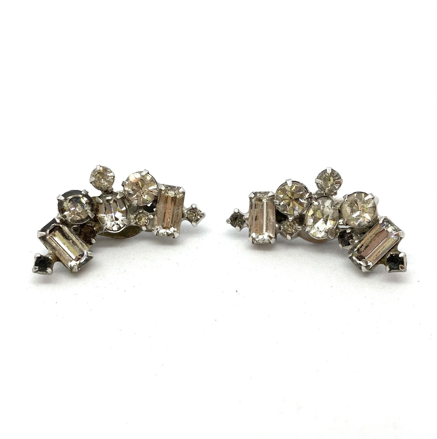 Silver Clip On Earrings With Diamonds