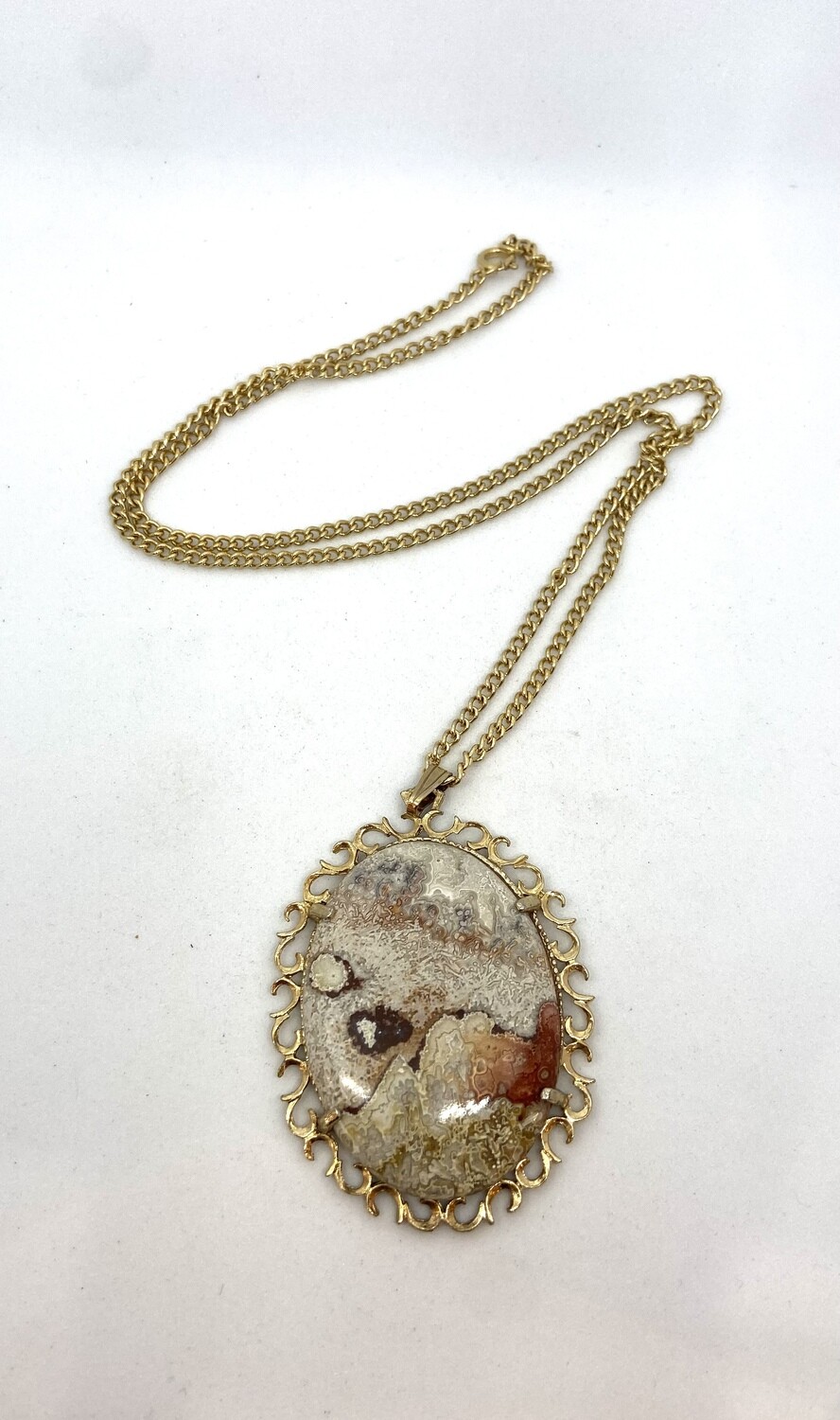 Large Polished Natural Stone Pendant Necklace