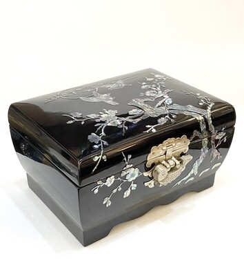 Mother of Pearl Jewelry Box with Cherry Tree Design 8” x 6” x 4”