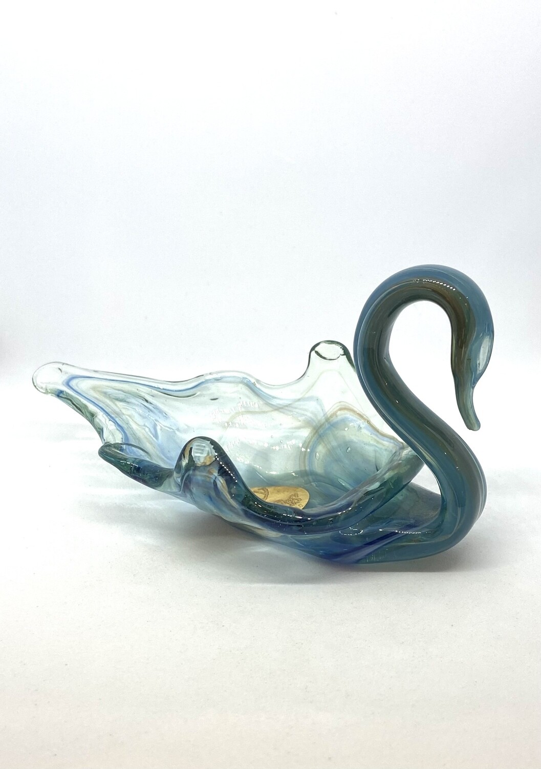 Vintage Jolly Glassblowers of CO Blue Glass Swan