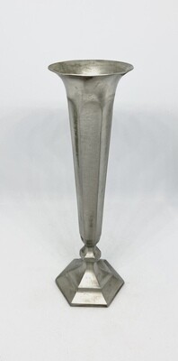 Leonard Hand Cast Pewter Bud Vase, 6&quot; Hexagonal