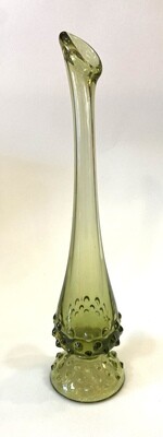Vintage Fenton Green Hobnob Bud Vase 10.5”