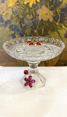 Small Embellished Pedestal Candy dish (pink