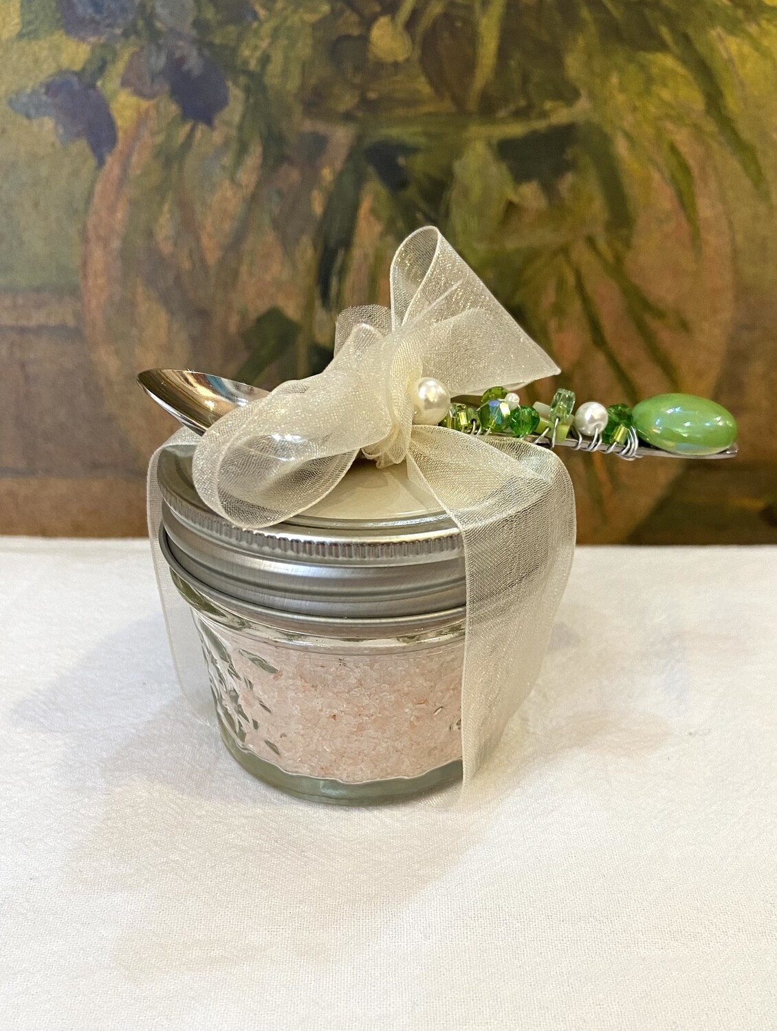 Gift Himalayan Salt Jar w/Embellished Spoon