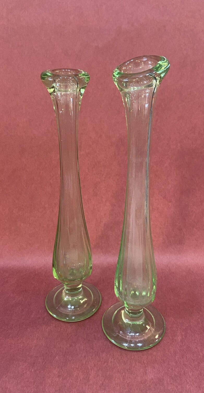 Green Depression Glass Bud Vase