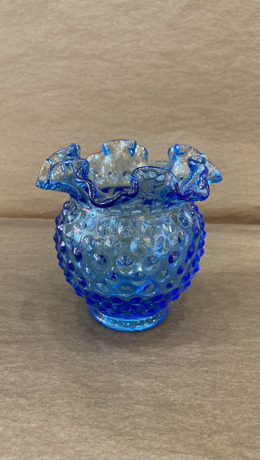 Vintage Royal Blue Fenton Art Glass Vase 4.5”