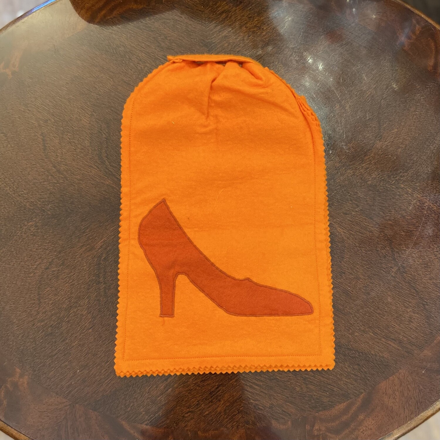 Vintage Orange Felt Shoe Bag
