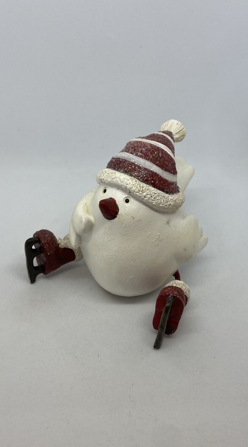 Winter Bird with Ice Skates Figurine 3.5”