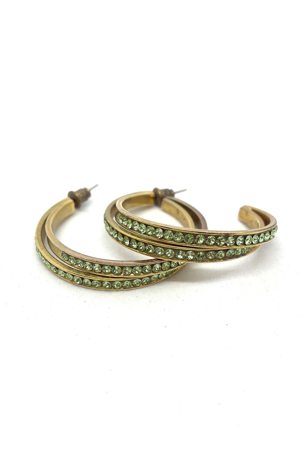 Green and Gold Hoop Earrings