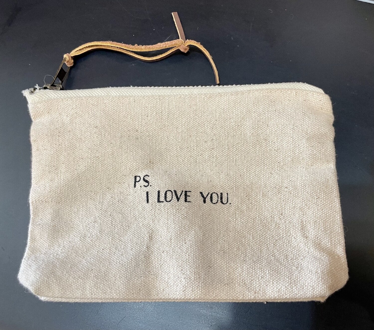 P.S. I Love You Canvas Pouch With Zipper