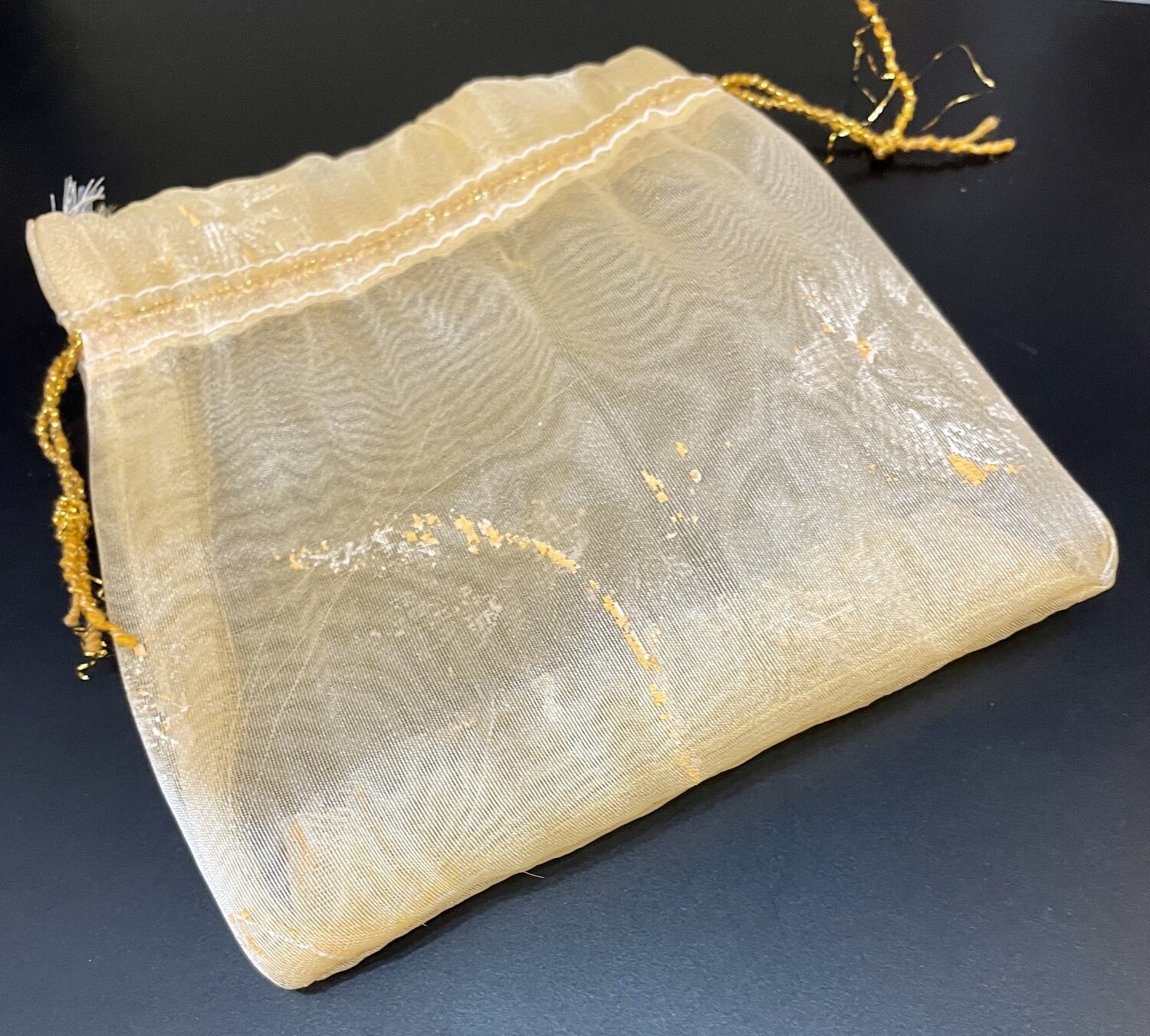 Upcycled Sari Sorpresa Pouch 4 3/4” x 4 1/4”, Color: Peach Sheer