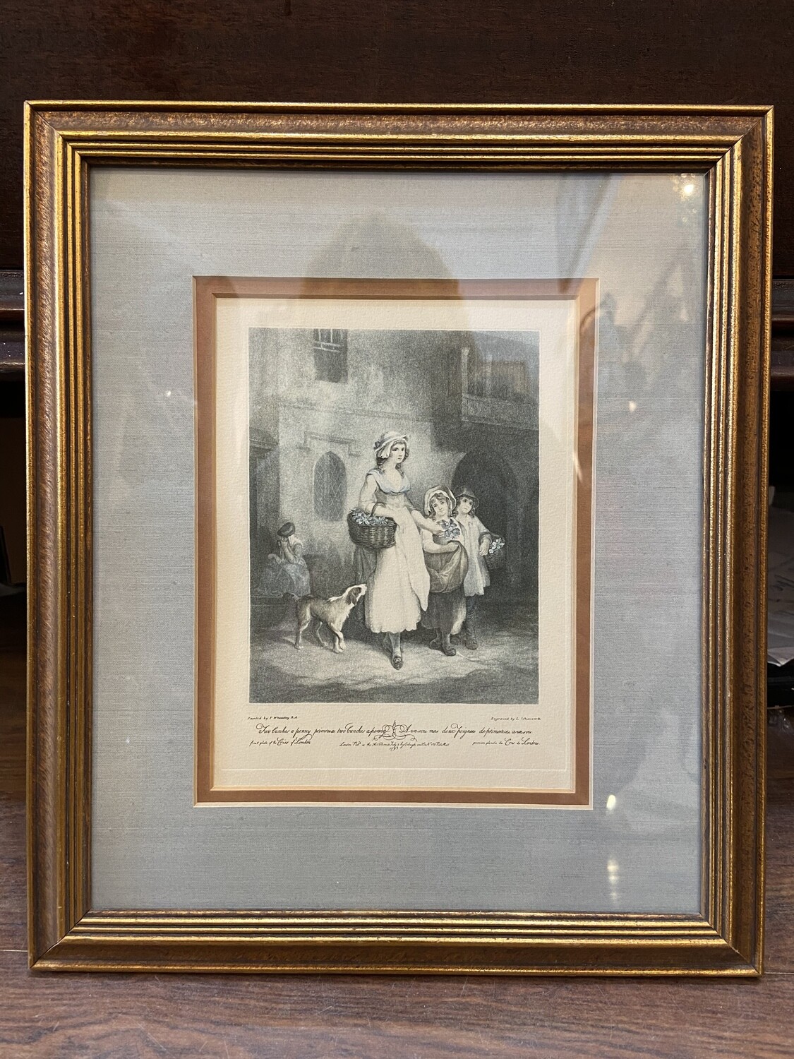 Cries of London, Framed Vintage Prints 11” x 13”, Print: Two Bunches a Penny