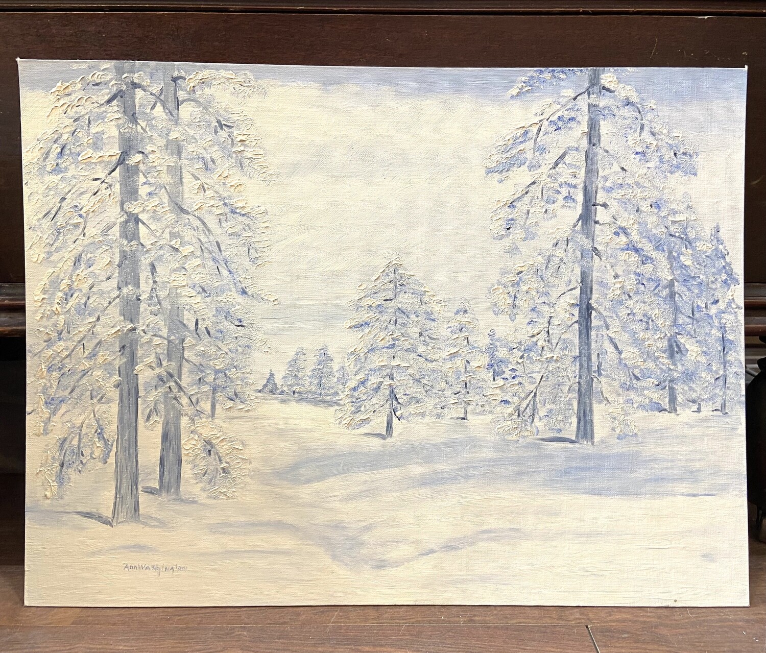 Winter Forest Acrylic Painting on Canvas Panel 18” x 24”