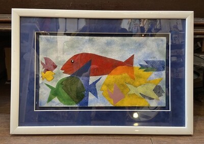 “Fish” Enamel on Copper Print Framed 16” x 11”