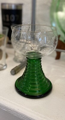 Wine Glass with green coil style stem