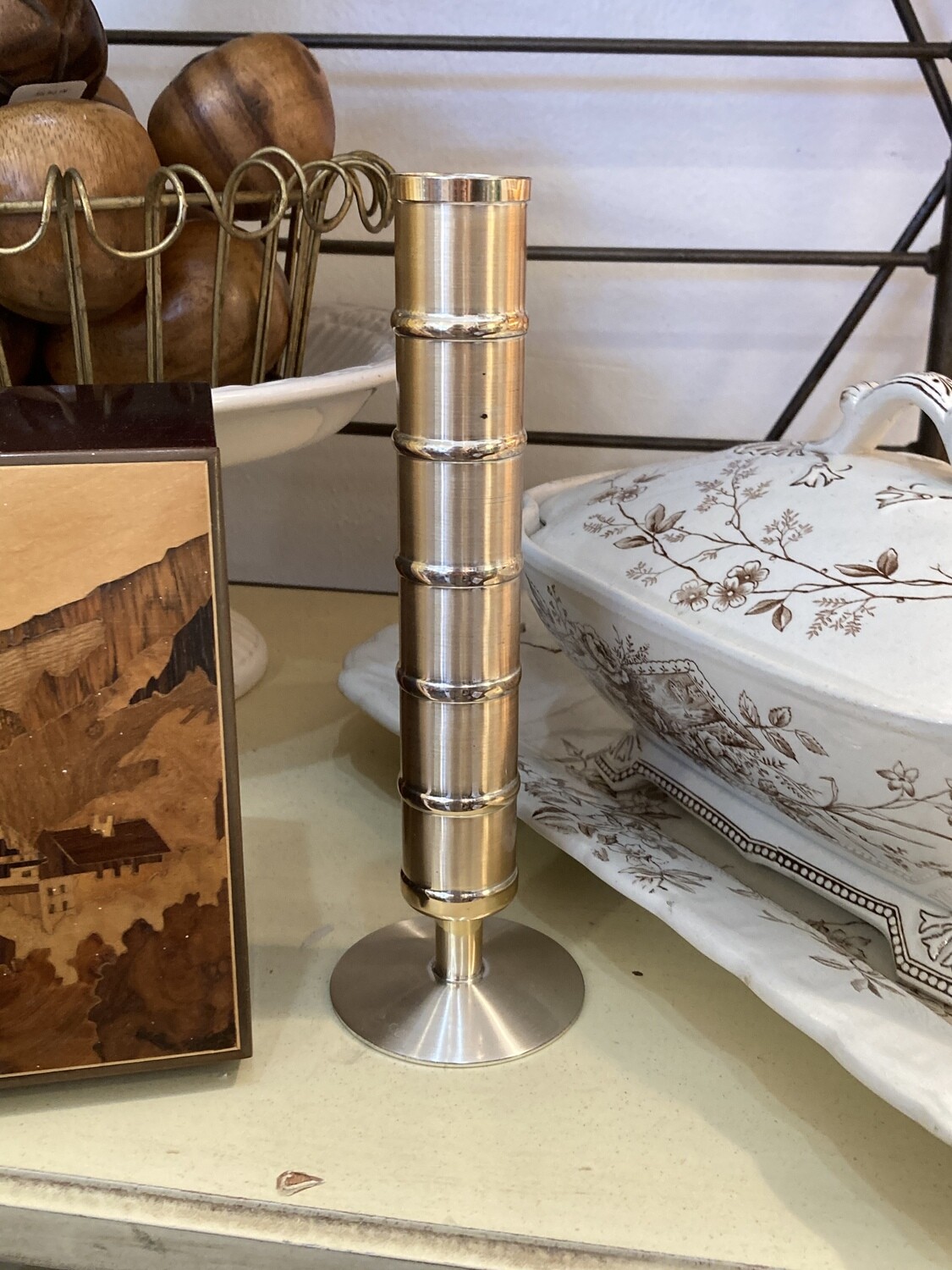 Elite Mid-Century Modern Tarnish Resistant Silver Metal Vase 8'