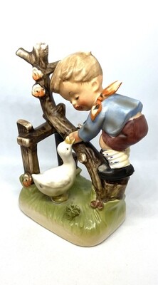 Vintage Eric Stauffer Porcelain Boy with Duck Figurine 5”