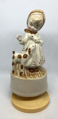 Vintage Rotating Porcelain Girl Figurine Music Box