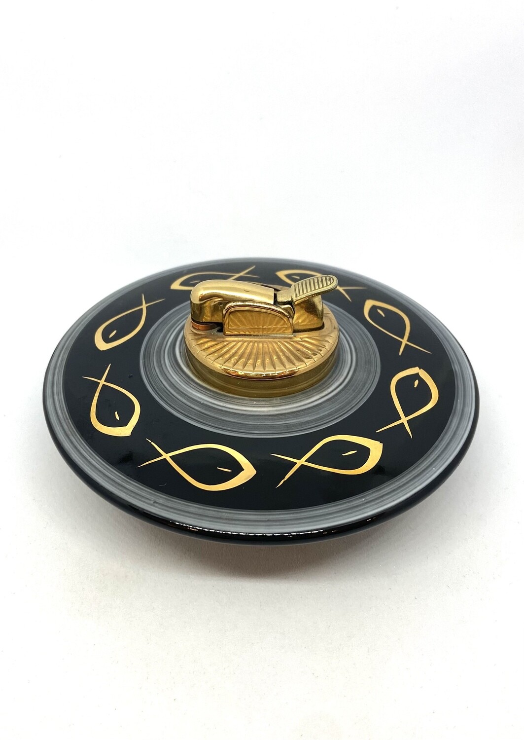 Black and Gold Ceramic Art Deco Evans Tabletop Lighter