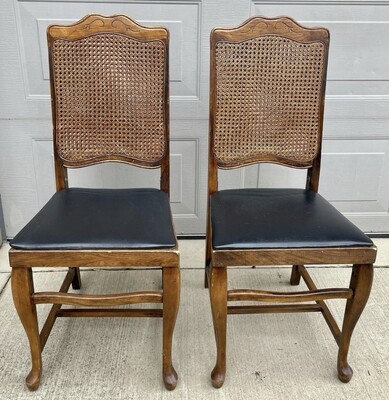 Vintage Cane Back Folding Chairs - Set of 2