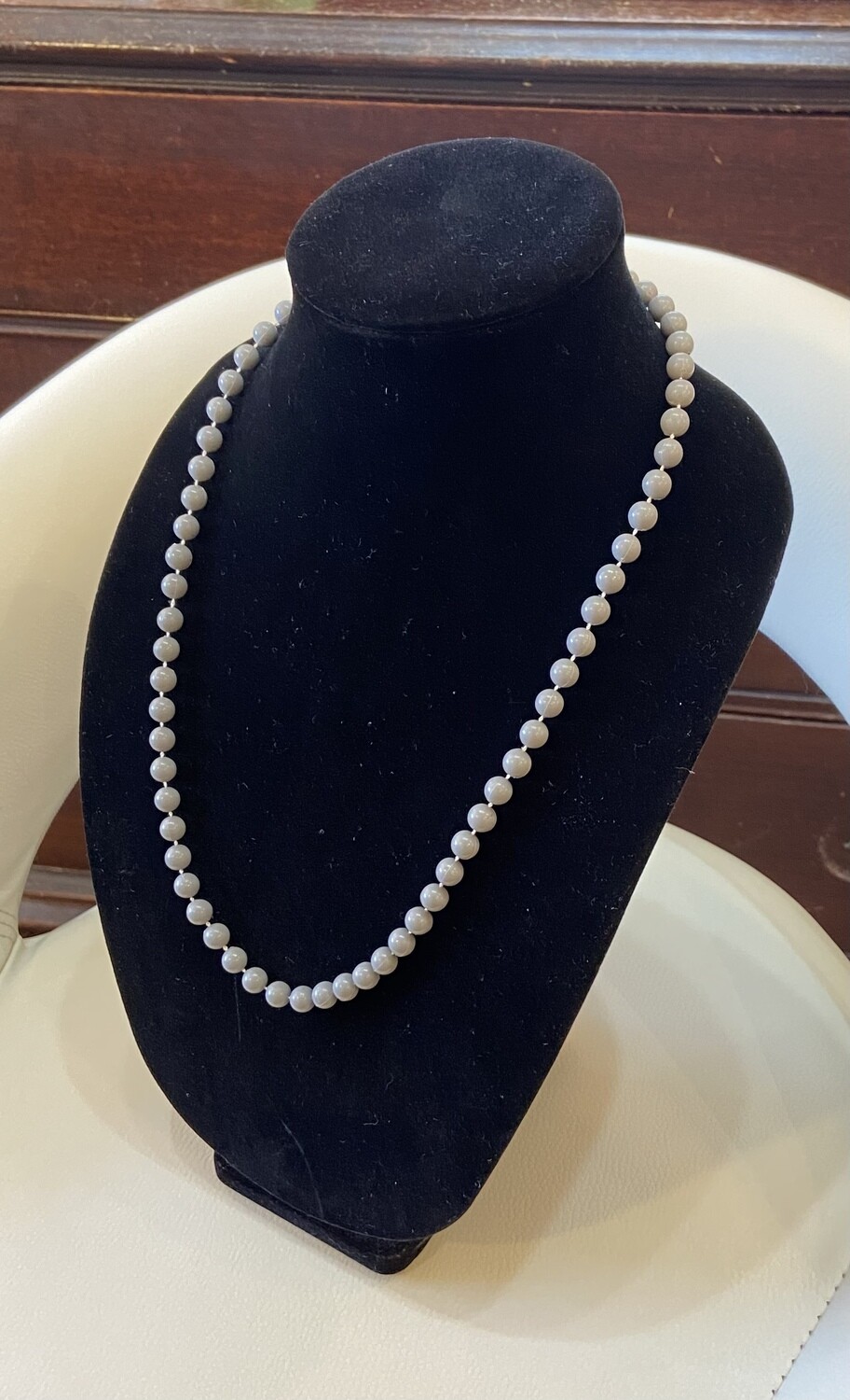Gray Plastic Bead Strand Necklace