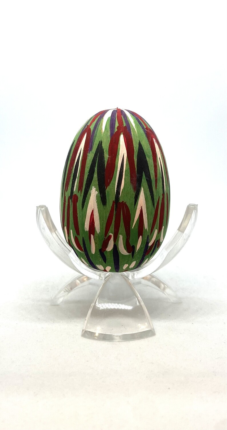 Hand Painted Wood Eggs, Color: Green &amp; Red
