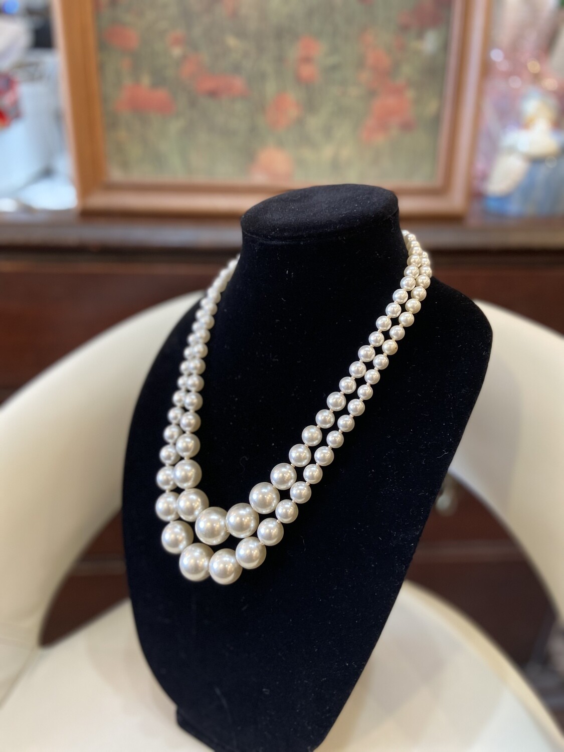 Double Strand Faux Pearl Necklace