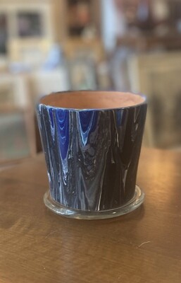 Blue Marble Painted Terracotta Pot 4.5”