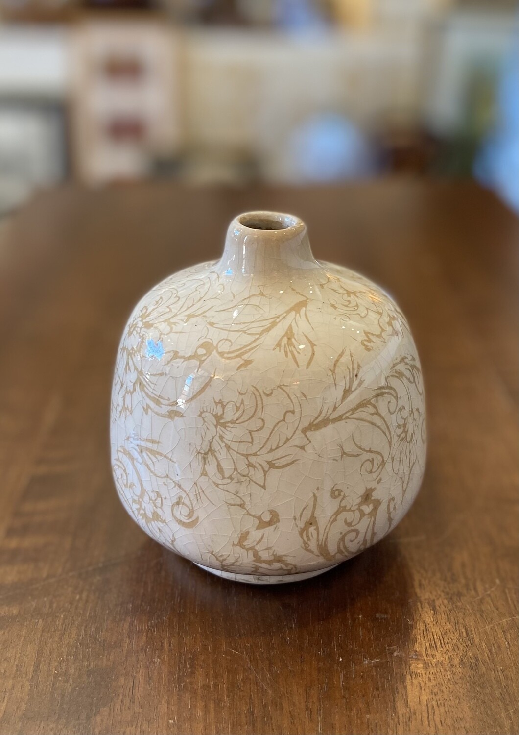 Cream Distressed Ceramic Bud Vase