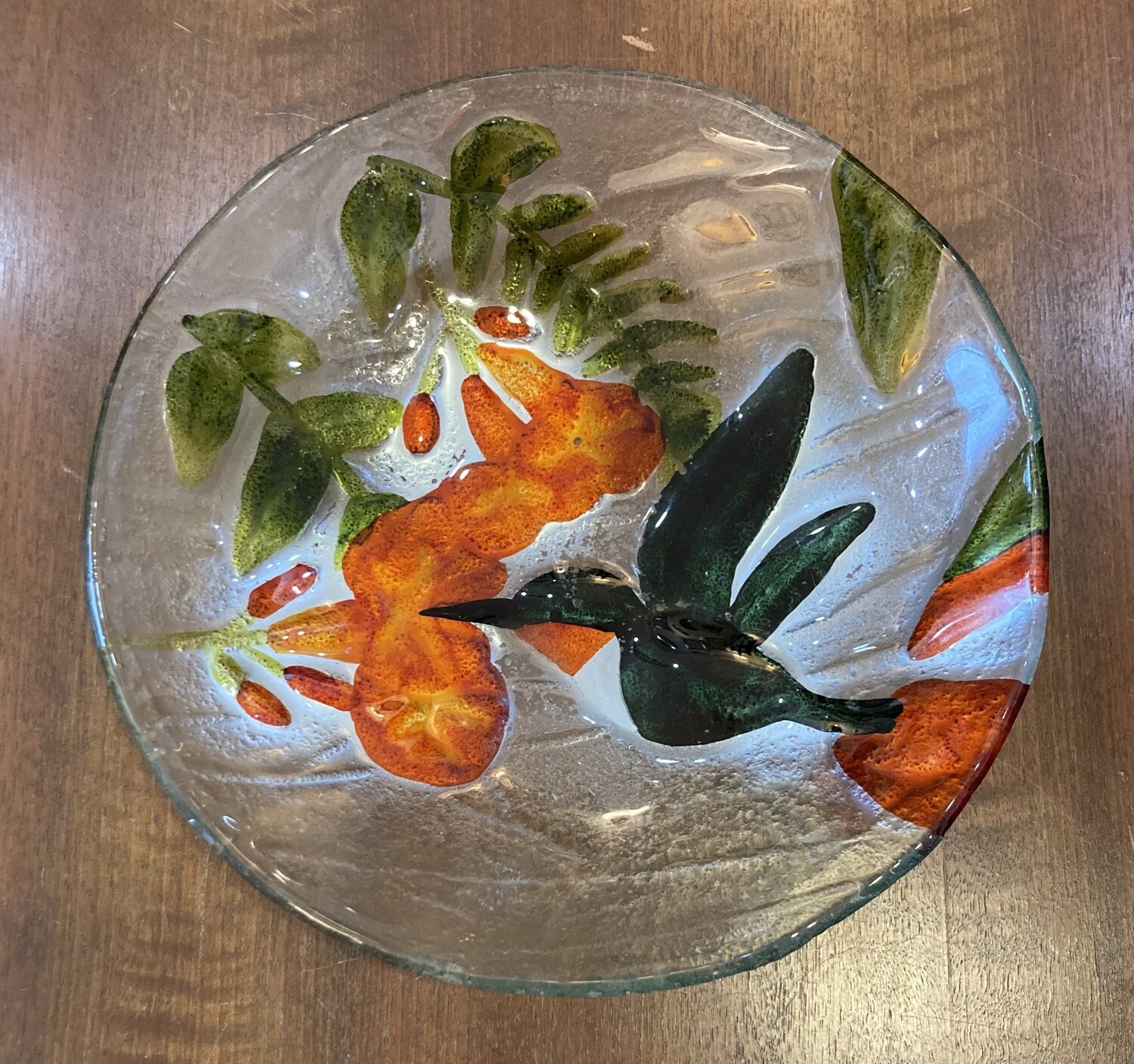 Glass Bowl with Hummingbird