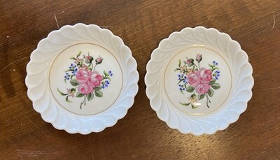 Floral Bouquet Scalloped Edge Haviland Limoges Pin Dishes (Set of 2)
