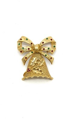 Vintage Bell with Bow Brooch