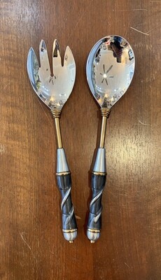 Metal Salad Fork and Spoon with Twist Handle