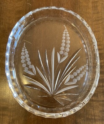Oval Etched Glass Serving Tray